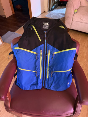   Vg The North Face powder Guide vest sz XL Blue Black Summit Series RECCO RARE