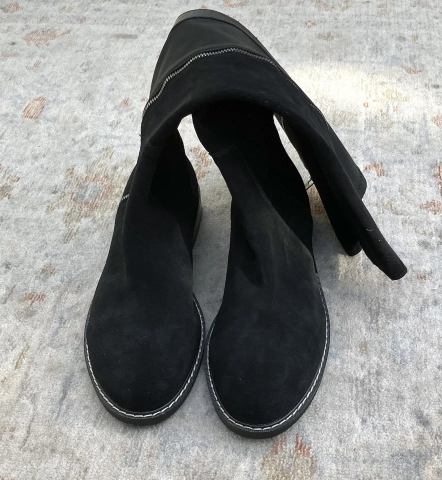 Donald Pliner NWOT Tall Leather Black Suede Low Heel Boots Sz 11 - Image 4 of 4