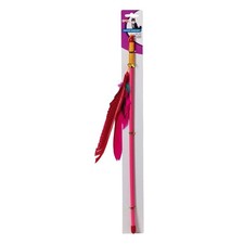 Ethical Pet Feather Dangler 18in Colorful Teaser Wand Cat Toy - Pack of 7