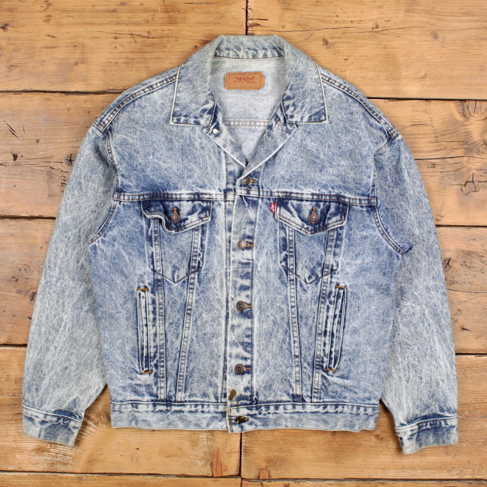 Vintage Levis Denim Jacket S Mens 90s Blue USA Mad...