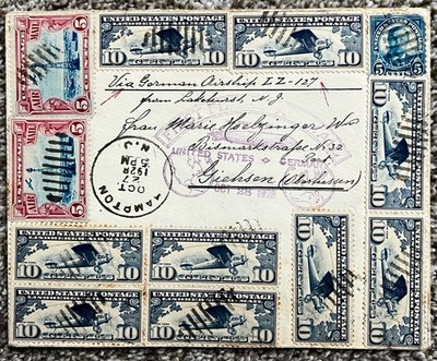 1928 US Graf Zeppelin First Flight Cover Lakehurst NJ to Germany LZ-127