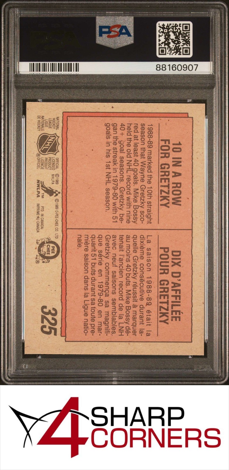 1989 O-PEE-CHEE #325 WAYNE GRETZKY KINGS HOF PSA 10 view 2