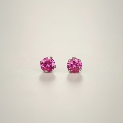 Schmuck natürliche 6,0 mm rosa Saphir massiv 925 Sterling Silber Ohrstecker