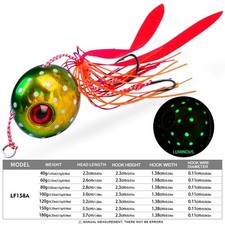 1pcs Metal Fishing Bait 40g-180g Sea Lead Jig Sinking Luminous Fish Lure LF158