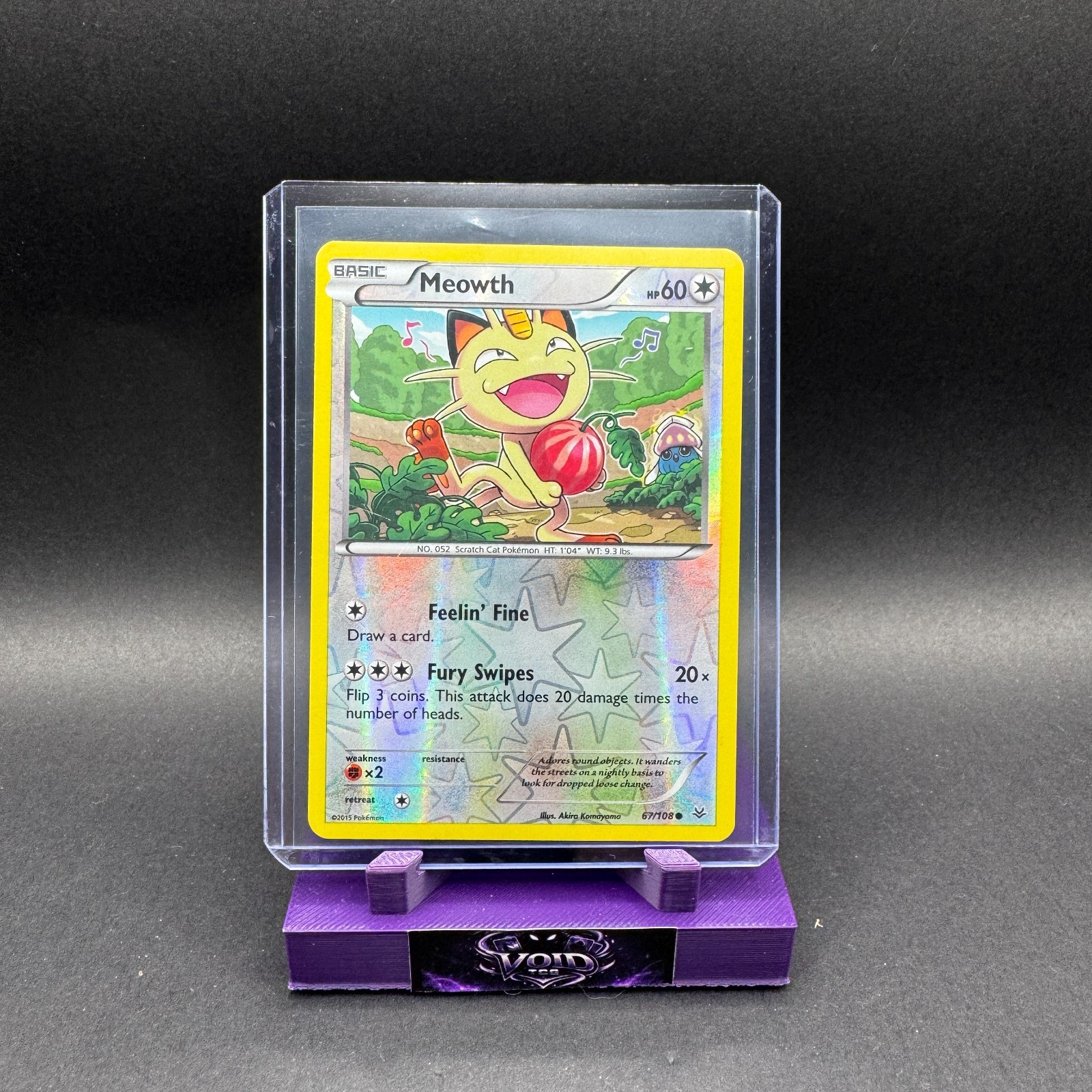 Meowth Pokemon XY Roaring Skies 67/108 Reverse Holo Mid Era HP Akira Komayama