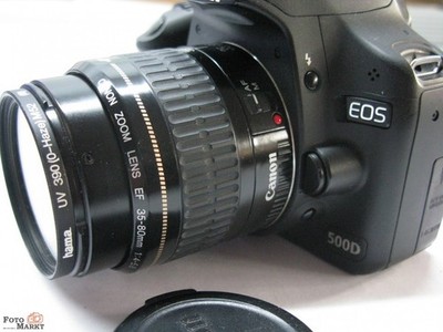 Canon DSLR Kamera EOS 500D + Objektiv EF Zoom-Objektiv 35-80 mm Macro lens