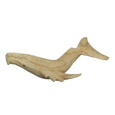 8" Hand Carved Humpback Whale Wooden Sculpture &ndash; Nautical Ocean Decor Figurine