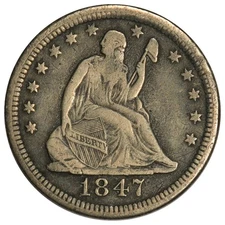 1847-O SEATED QUARTER ~ NICE BOLD VF/XF!   (INV#2)