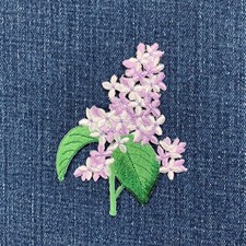 Lilac Applique Patch - Embroidered Decorative Flower Badge 3.25" Iron On