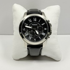 Fossil Grant FS4812 Chronograph Black Dial Black Leather Band 44mm Men’s Watch