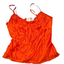 Newport News 100 Silk Red Lace Camisole Adjustable Strap Women's Size 12