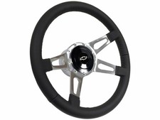 1969-94 Chevy Truck Leather 14 Steering Wheel Billet Aluminum Kit Split Spoke