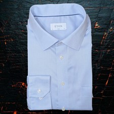 Eton 19.75"/50cm Collar Classic Light Blue Poplin Shirt Large Business