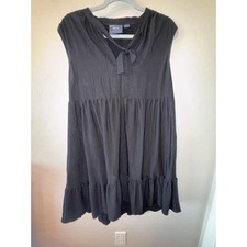 Maeve by Anthropologie Dress Womens M Black Sleeveless A Line Boho Ruffle Chic