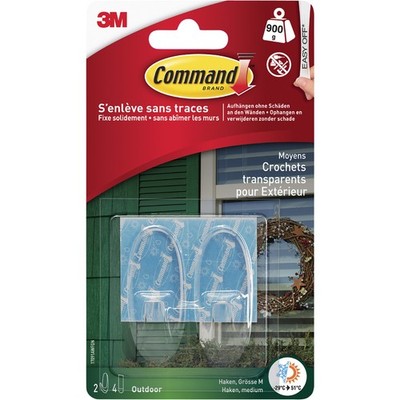 Command  17091AWFGN 3M Command Outdoor Haken, transparent, Kunststoff, Göße: M