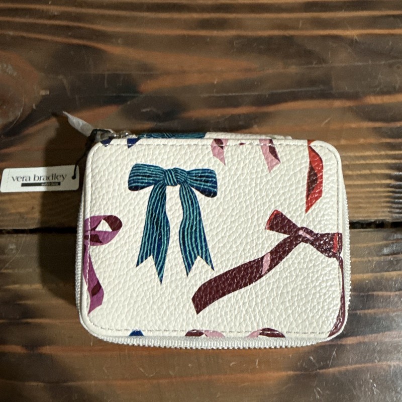 Vera Bradley Essential Travel Pill Case Faux Leather Rows of Bows Brand New