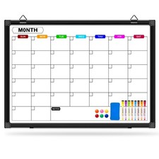 Calendar Whiteboard for Wall 24" x 18", Monthly White Board Calendar Dry Eras...