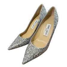 JIMMY CHOO pointed-toe glitter pumps, size 36 silver color Women USED