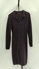 Quince Women Eco-Knit Button-Up Sweater Dress Black S