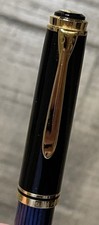 Pelikan M800 Fountain Pen w/Black & Blue Stripped Barrel-18k Medium Nib