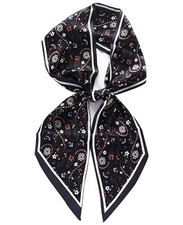 Silk Neck Scarf Printed Scarves Head Women'S Fashion Oblique Black Cashew Herb