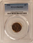 1941 LINCOLN WHEAT   Proof  CENT - PCGS PR65RD - FREE SHIPPING!