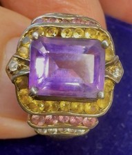 Genuine Amethyst 14k Gold Filled Over .925 Silver. Ring Size 6 1/2