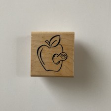 JRL Design Co Apple Fruit Worm Wood Rubber Stamp