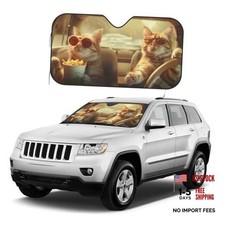 Foldable Car Front Windshield Sun Shade - Fits Small Funny Cat