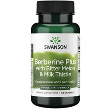 Swanson Berberine Plus with Bitter Melon & Milk Thistle - 3-in-1 Formula 60 Caps