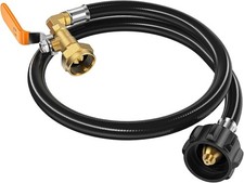 3ft Propane Refill Adapter Hose QCC1 w/ ON-Off Control Valve for 1Lb to 20Lb Tan