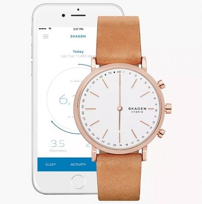 New SKAGEN hybrid watch light brown x pink gold