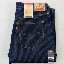 Levis Low Pro Jeans Mens 30x30 Blue Dark Wash Pinstripe Relaxed Straight