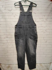 Old Navy OG Straight Leg Overall Sz 14  Distressed Gray 25in Inseam Bibs 