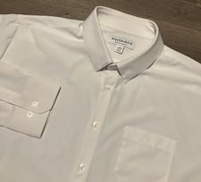 Mizzen  Main Performance Shirt Mens XL White Classic No Tuck Long Sleeve Button
