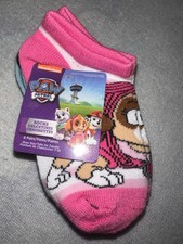 PAW PATROL TODDLER GIRLS NOVELTY 6 PAIR NO SHOW SOCKS SHOE SIZE 7-10 NEW