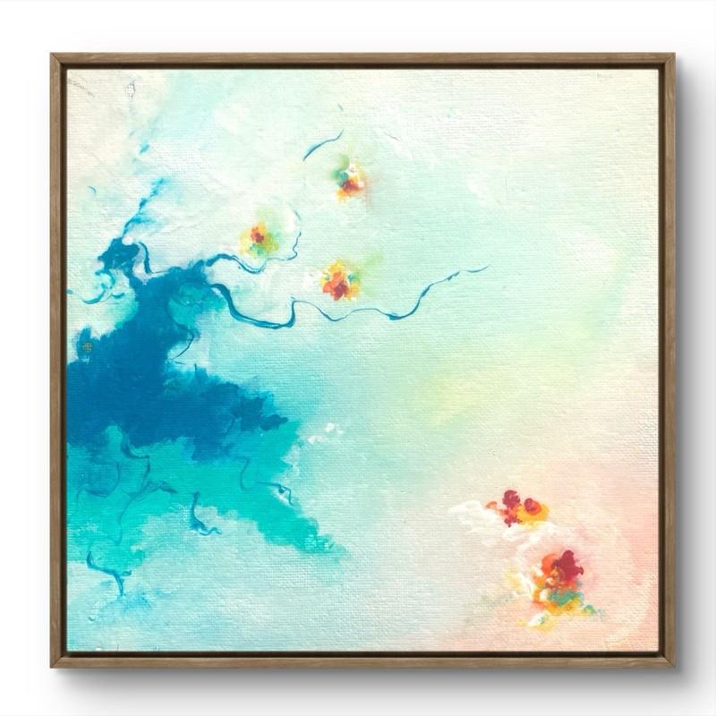 TITA PAINTZ Minimalist Abstract Flower Painting Hand Painted Wall Art 6x6 Canvas