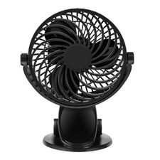 4" On-The-Go Portable Clip Rechargeable Battery 360 Rotation Fan Black