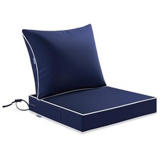 Outdoor Seat Cushion 24x24 Inch Waterproof 3 Year Fade 24 x 24 x 4 Inch Navy