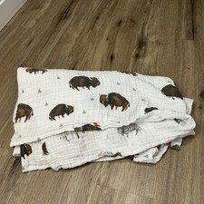 Little Unicorn Cotton Muslin Crib Skirt Bison Print Standard Size EUC