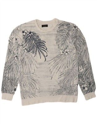 Zara Herren Sweatshirt Pullover Medium Weiß Blumen Baumwolle AA02