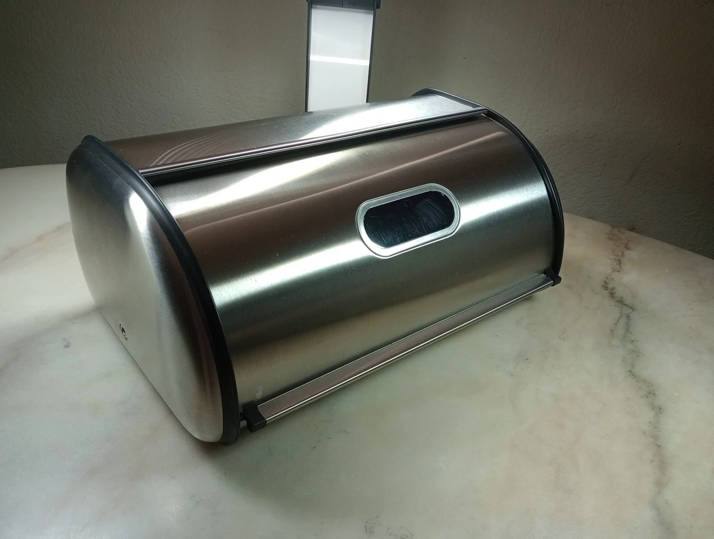 Stainless Steel Bread Box Brushed Steel, 17"X11" Countertop Storage, Slide Door.