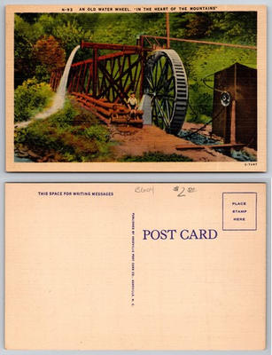 #ad Old Water Wheel Mountain Landscape Postcard $4.89