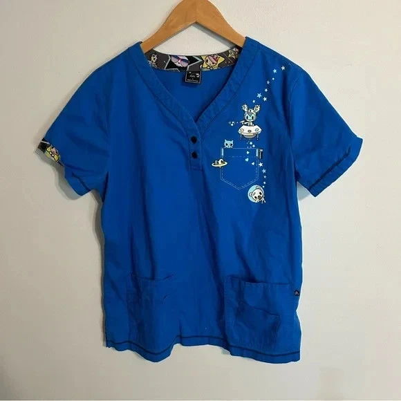 Koi x Tokidoki Blue Scrub Top L Large Space Cadet - Image 4 of 4