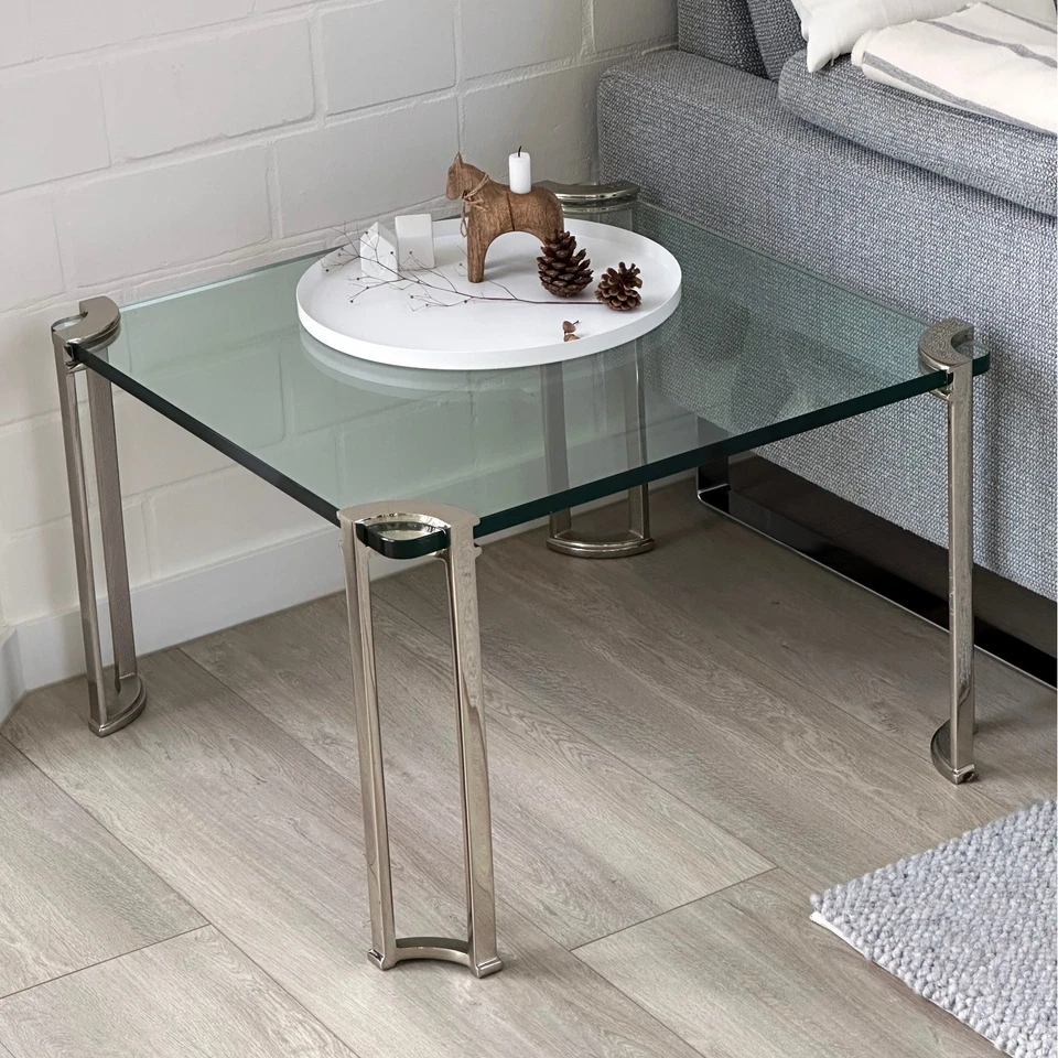 2 hochwertige Design Glastische Couchtische Beistelltische 70 x 70 X 45 cm - Bild 2 von 4