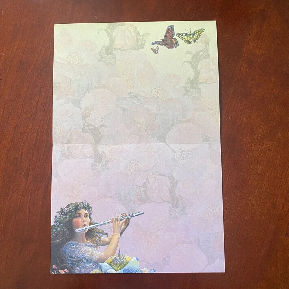 HTF Josephine Wall Blank Card ENCHANTED FLUTE Music Shell Butterfly Vintage NLA - Image 3 of 4
