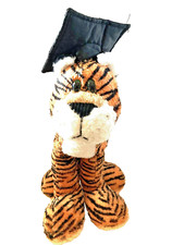 First and Main plush orange tiger with graduation hat missing tassel