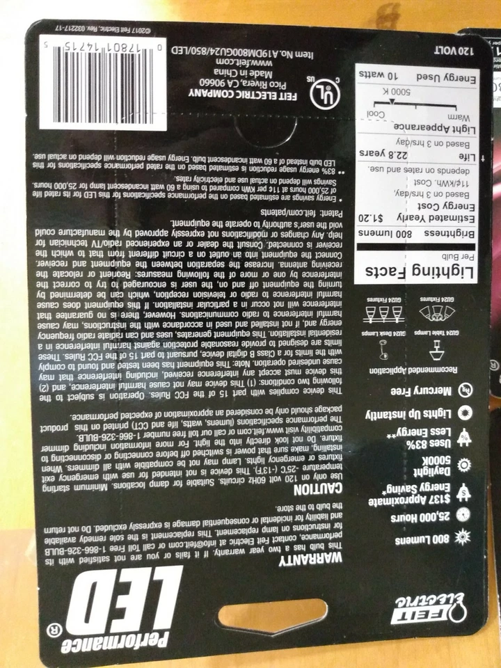 3pk - FEIT Electric 9.9 watts A19 LED Bulb 800 lumens GU24 A-Line 60 Watt - New - Image 4 of 4