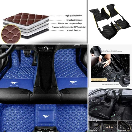 For Ford Mustang Coupe/Convertible Car Floor Mats & Trunk Mat Waterproof Carpets - Picture 22 of 52