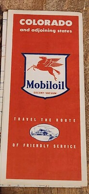 Vintage 1950's Mobilgas Colorado State Highway Gas Station Travel Road Map-15